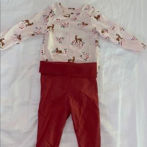 H&M Set Deer and Flowers Top, pants & hat